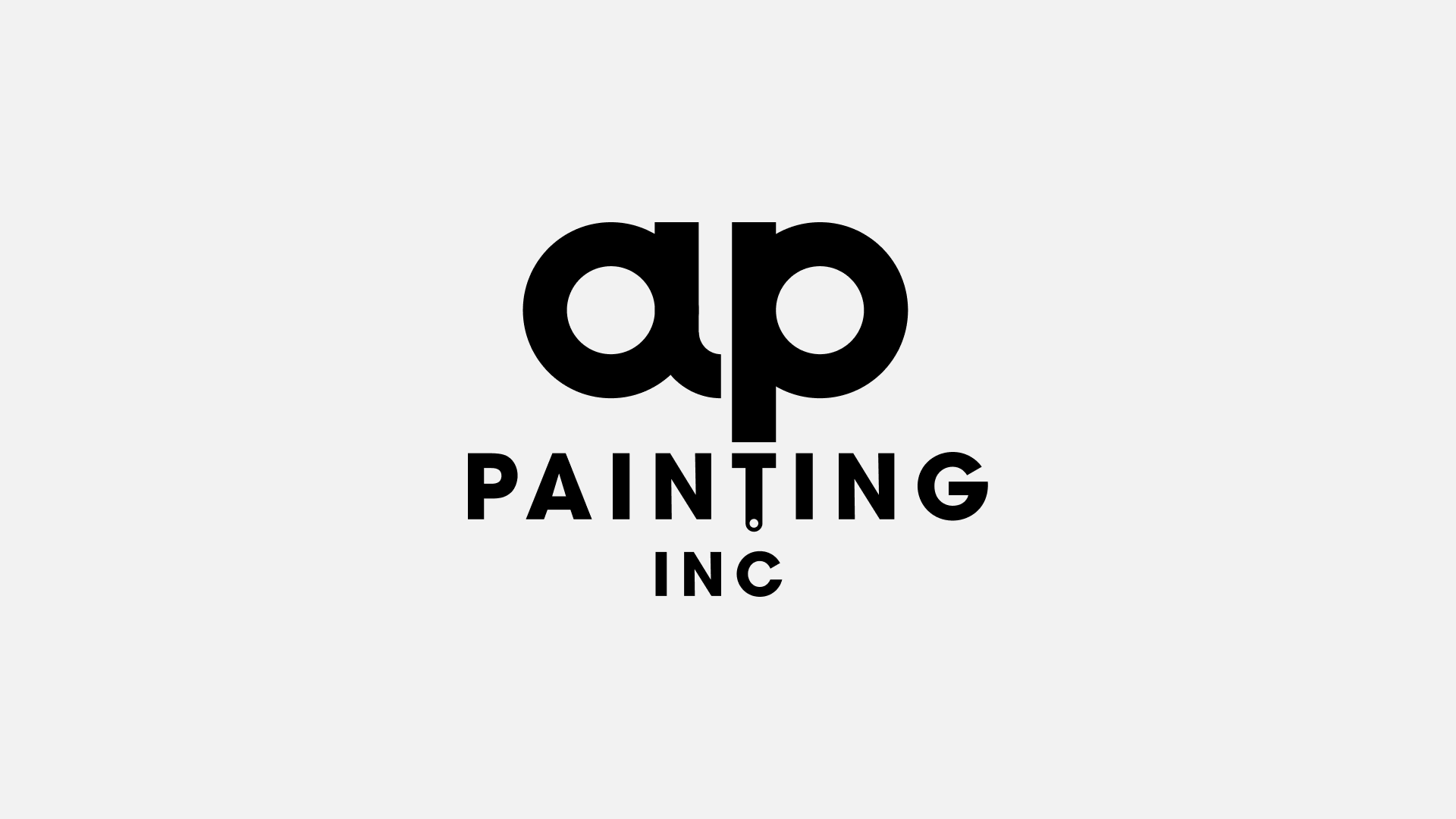 Vector illustration of letters for ap painting inc. in which the lowercase t from the word painting looks like a brush handle painting down the tail of the lowercase letter p. 
